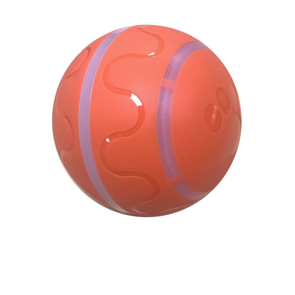 Orange ball with purple stripes on a white background