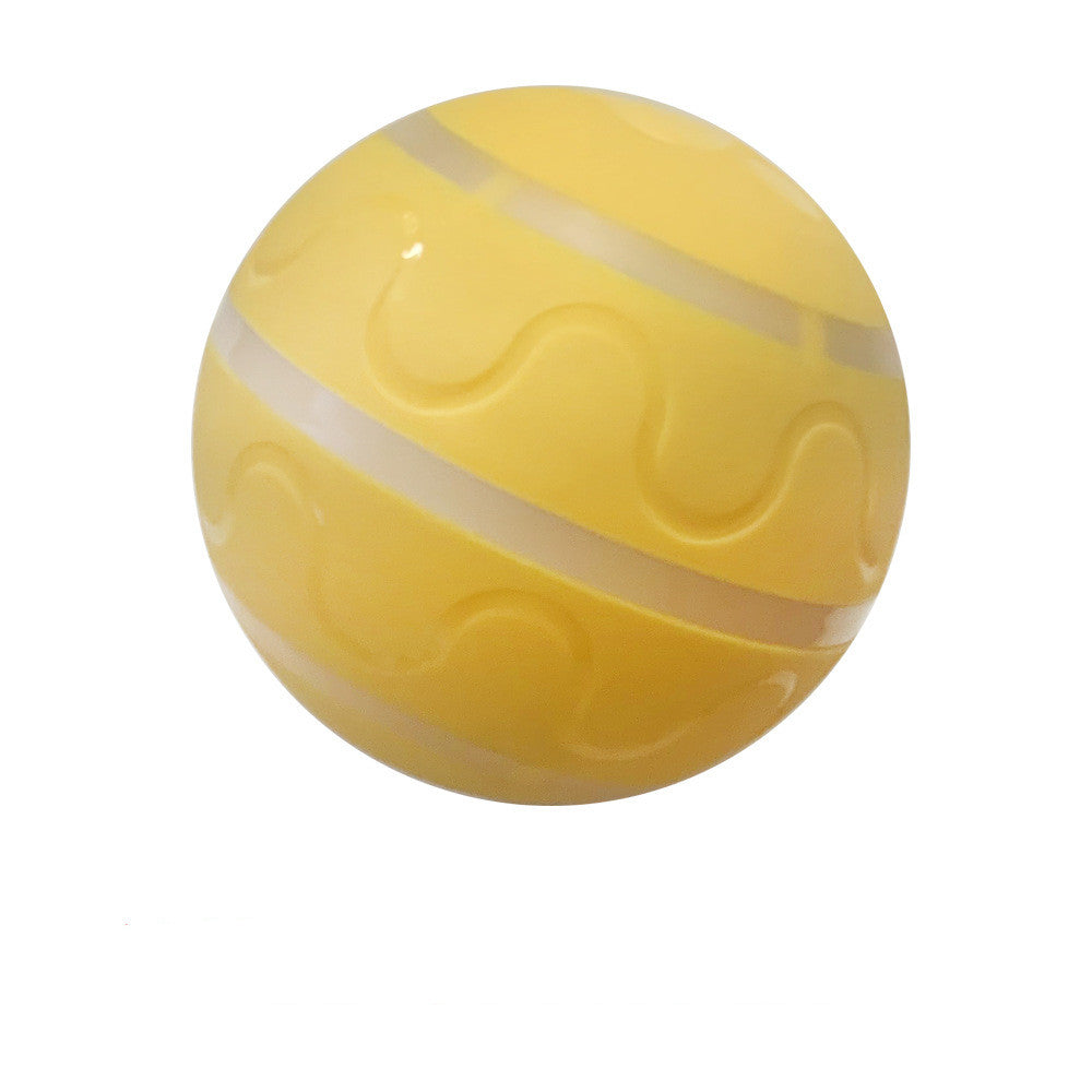 Yellow ball with white stripes on a white background